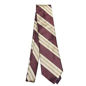 NEW Jos A Bank Mens Tie Burgundy Red Stripe Gold Father's‎ Day MSRP $59.50